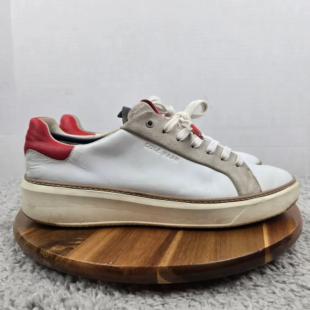 Cole Haan Men 10 Grand Pro Topspin White Gray Red Casual Daily Lifestyle Sneaker